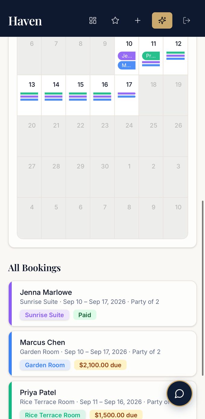 Every booking, tracked automatically.