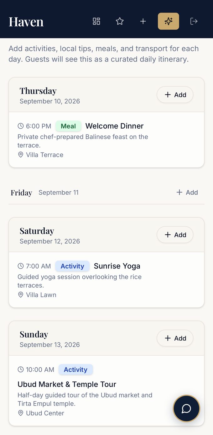 A curated daily itinerary for guests.