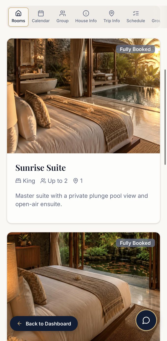 Beautiful rooms guests can browse and pick.
